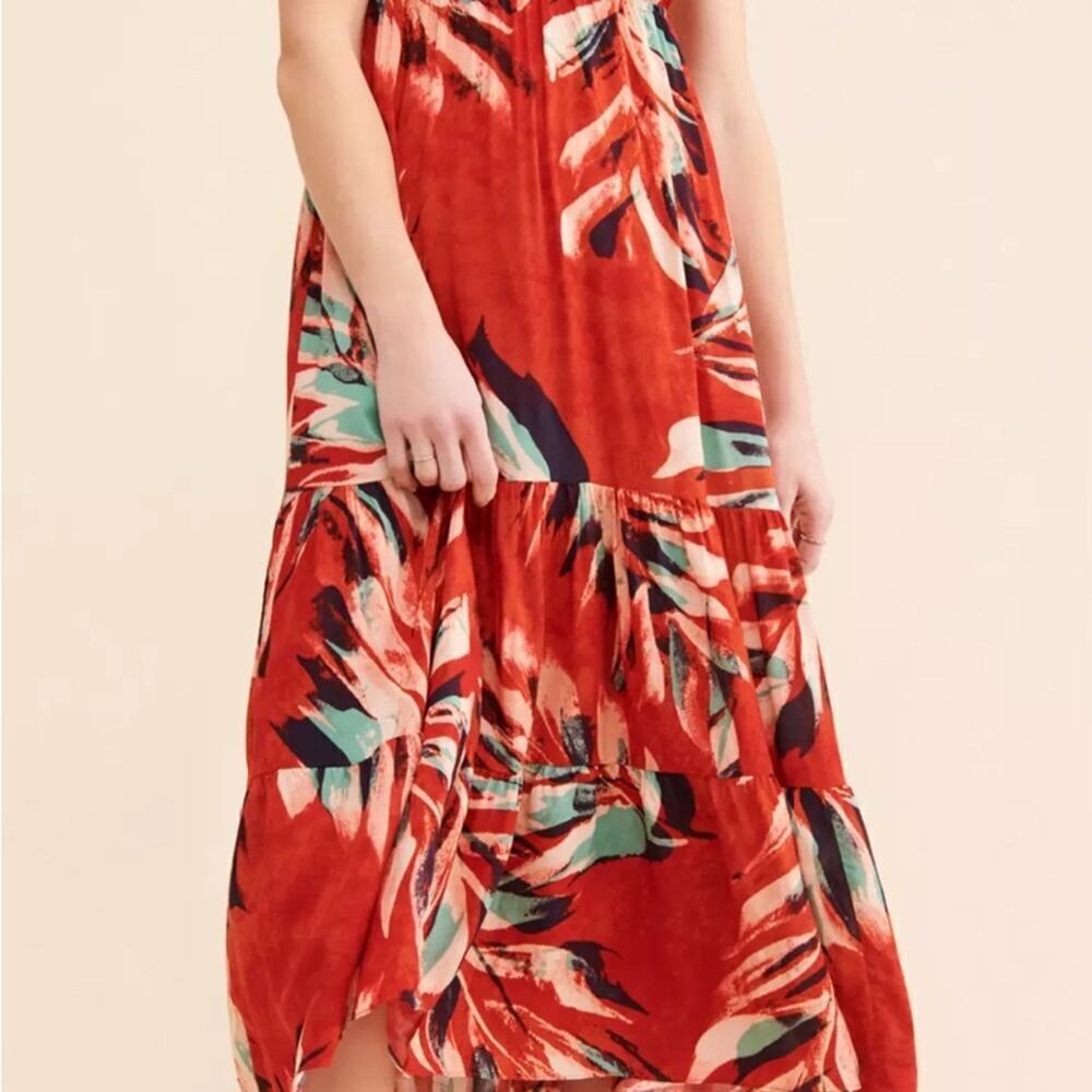 The Danika Dress Anthropologie Women’s Boho Vibrant Red Floral Dress | Size XS - Picture 4 of 7